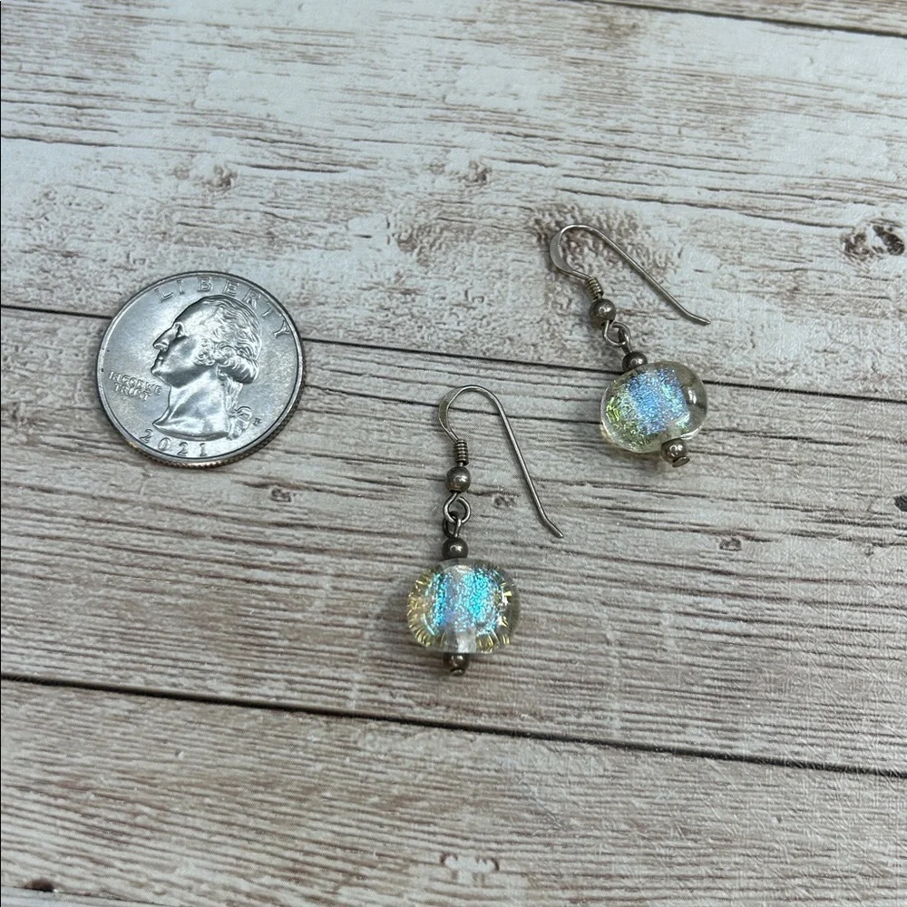 Gorgeous Iridescent Dichroic Glass and 925 Earrings